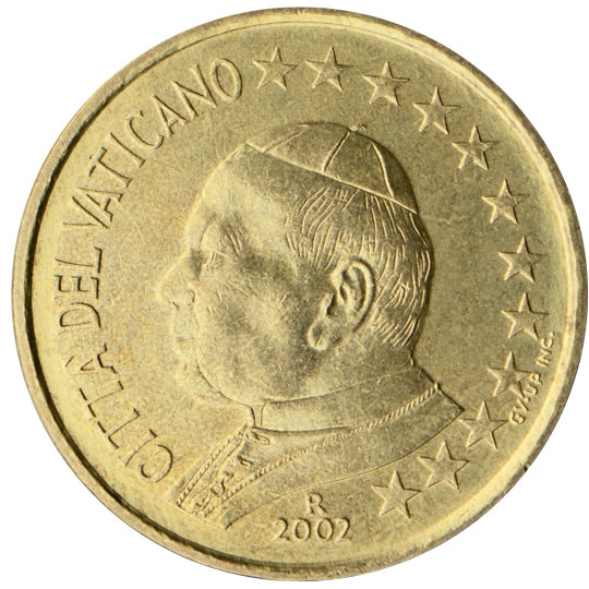 Vatican City 10 euro cent (2002) - Profile picture of Pope John Paul II